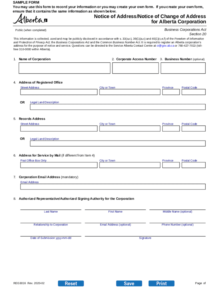 Fillable Online Notice of Address/Notice of Change of Address for