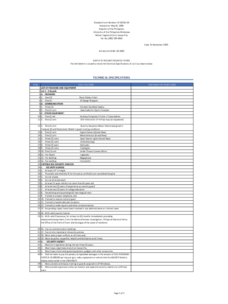 Fillable Online Standard Form Number SFGOOD30 UP Mindanao Fax Email Print pdfFiller