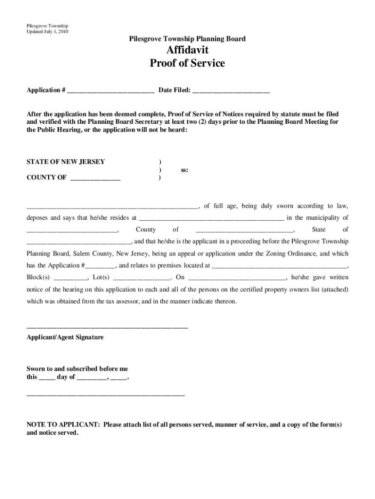 Fillable Online Pilesgrove Township Planning Board Forms Fax Email