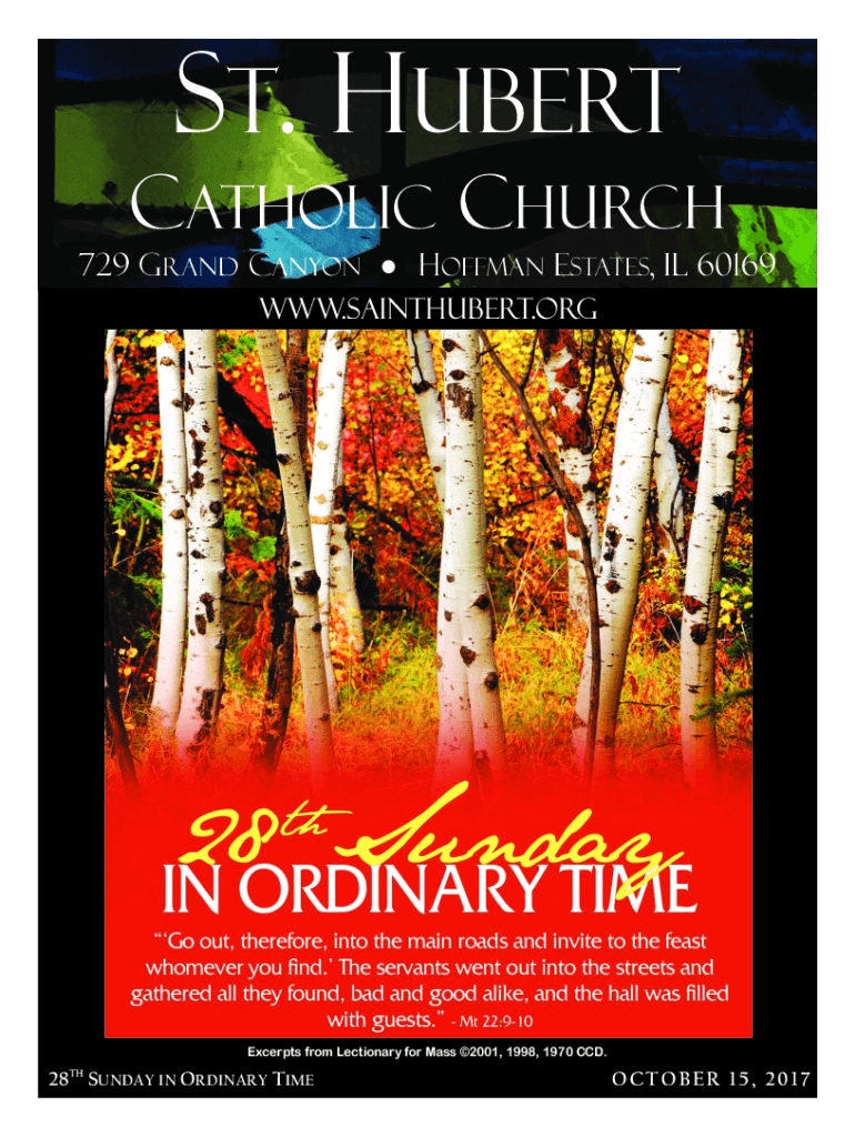 Fillable Online St. Hubert Catholic School Hoffman Estates, IL Fax