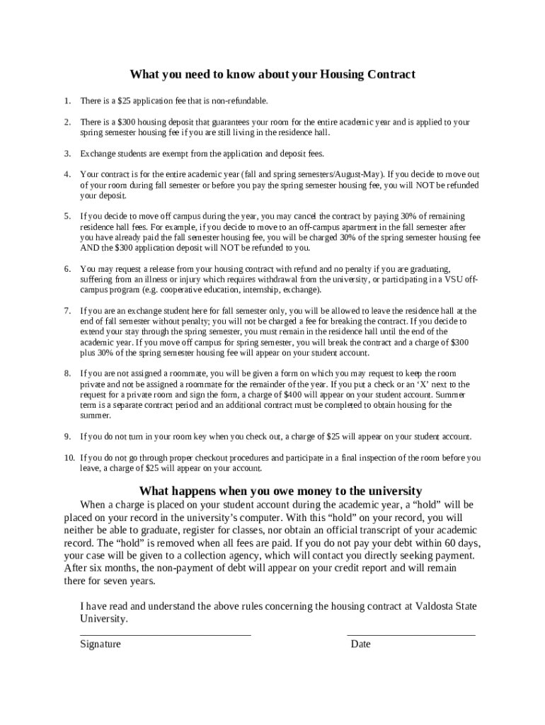 What you need to know about your Housing Contract Doc Template pdfFiller