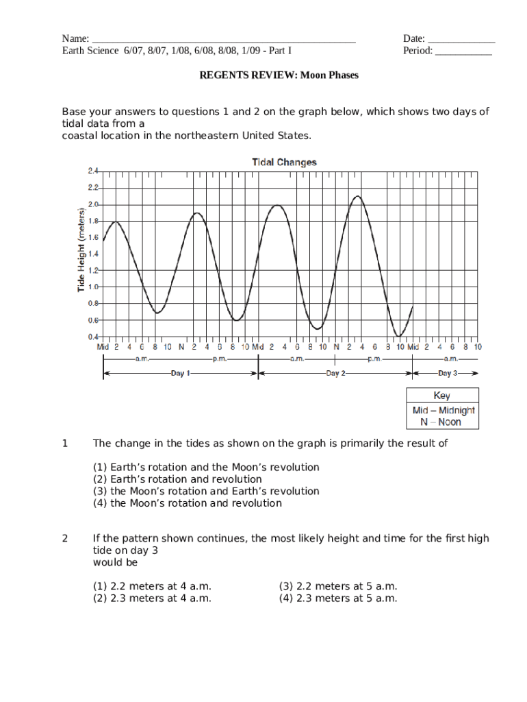 Moon's Phases Regents Questions Worksheet1) The Doc Template pdfFiller
