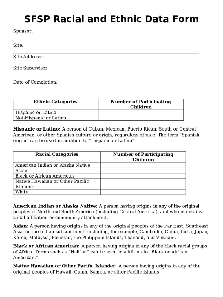 SFSP ETHNIC AND RACIAL DATA Sponsor - education vermont Doc Template ...