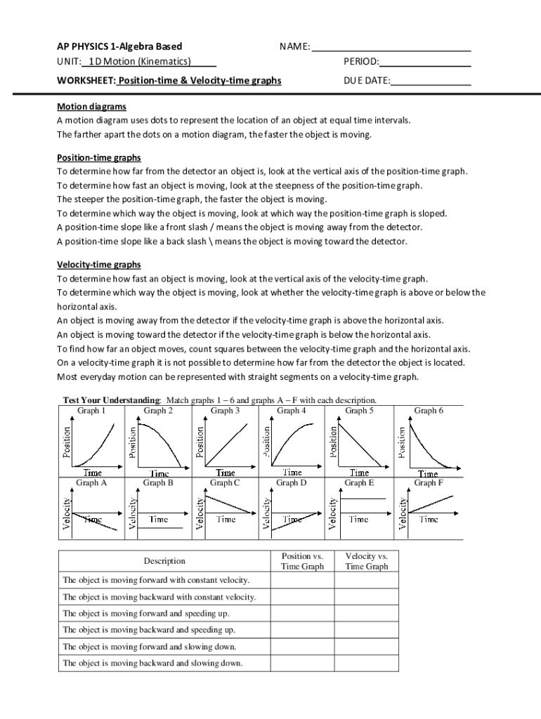 Fillable Online Motion Graph Worksheet Good Also (1) ANSWERS.pdf AP