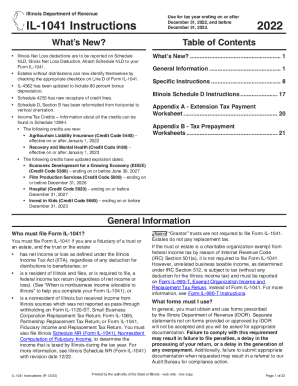 Fillable Online tax illinois 2022 IL-1041 Instructions - Illinois ...