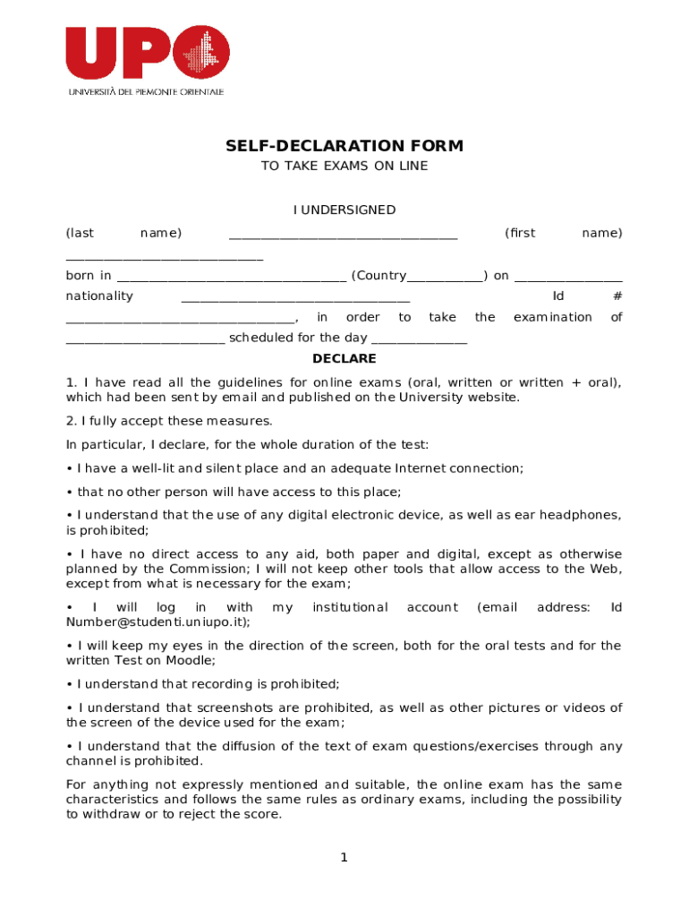self-declaration Doc Template | pdfFiller