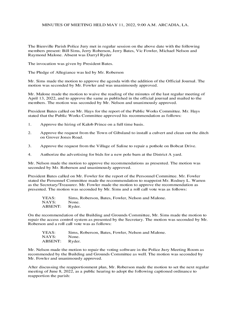 Fillable Online Bienville Parish Police Jury Legislative Auditor Fax