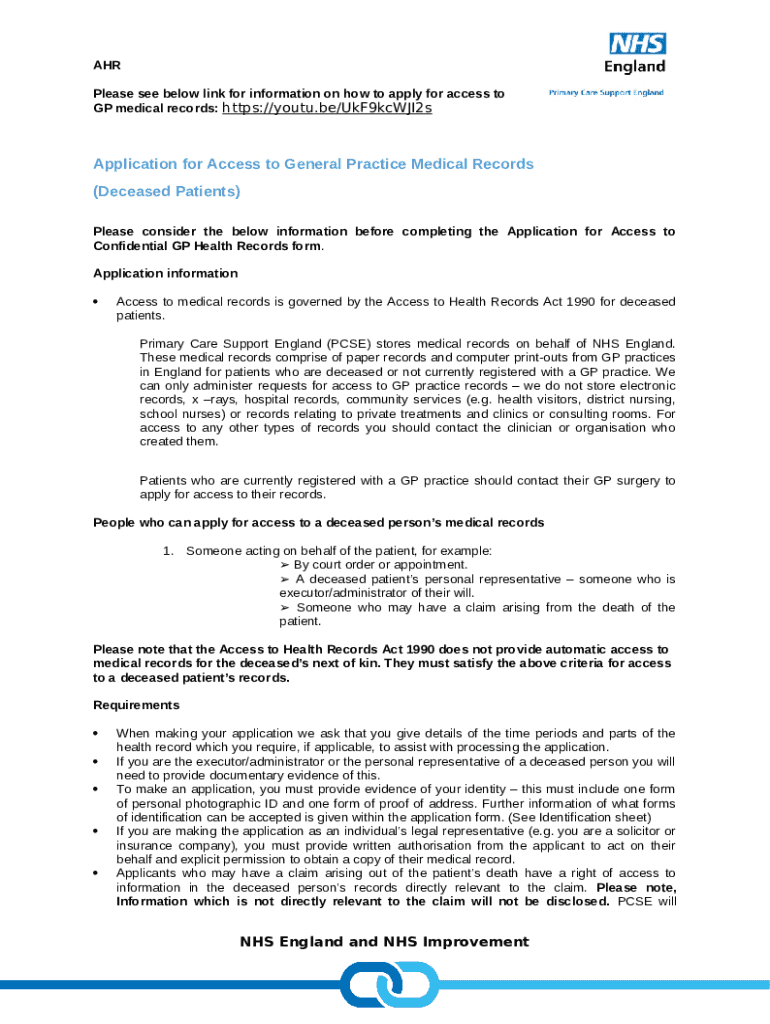 5 Request for access to Health Records of a deceased Doc Template