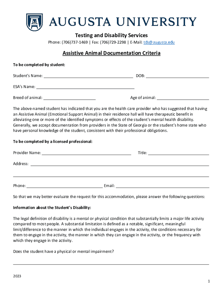 Fillable Online Disability Services and Special Needs Fax Email Print ...