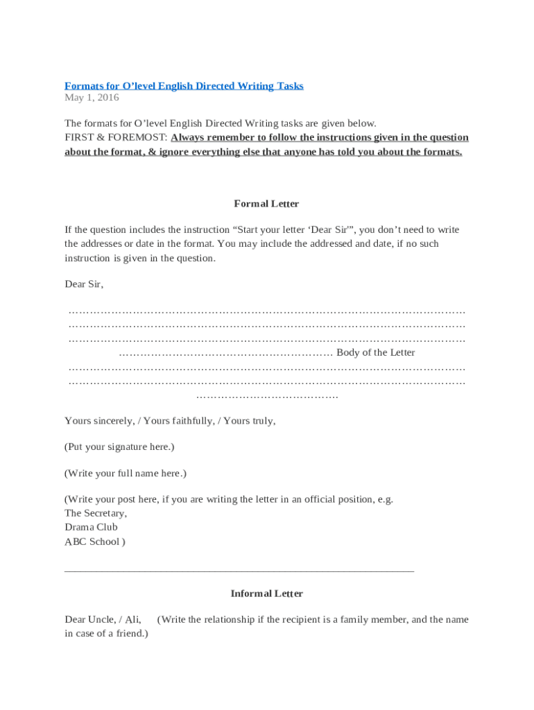 report at o level Doc Template | pdfFiller