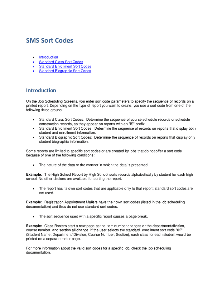 Fillable Online SORT CODE - What are SORT CODES and How Does it Work ...