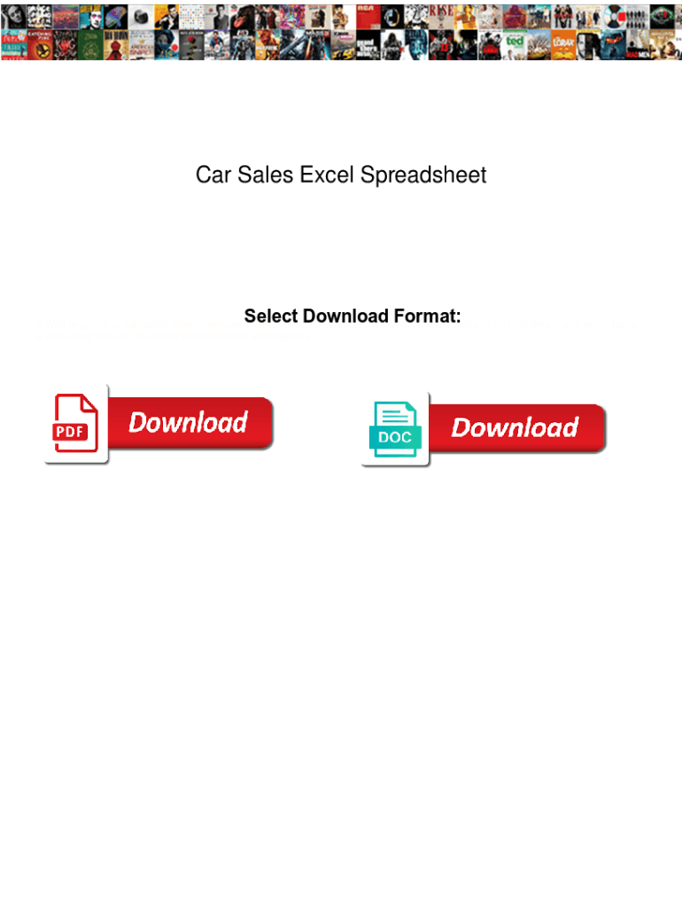 Fillable Online Car Sales Excel Spreadsheet. Car Sales Excel