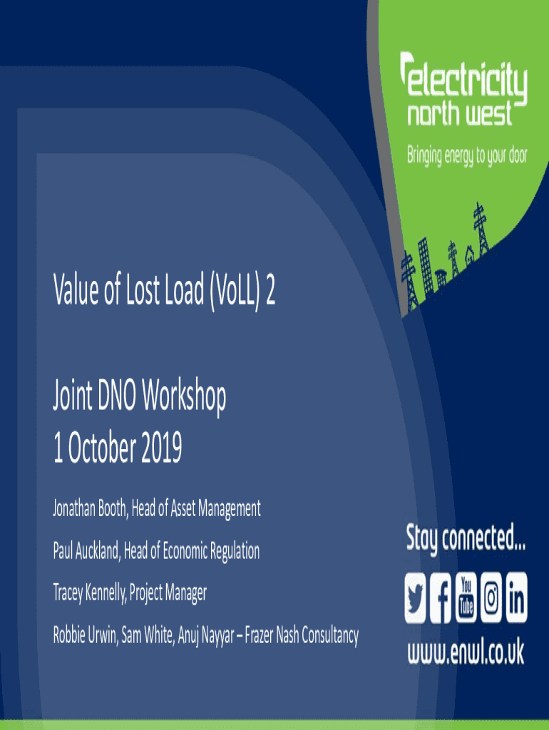 Fillable online value of lost load voll 2 joint dno workshop 1