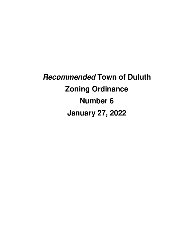 Fillable Online Town of Duluth Zoning Ordinance Number 6