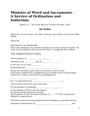 Minister of Word and Sacraments - A Service of Ordination ... Doc ...