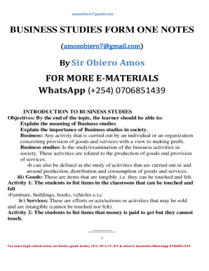 BUSINESS STUDIES FORM ONE NOTES BySir Obiero Amos FOR ...