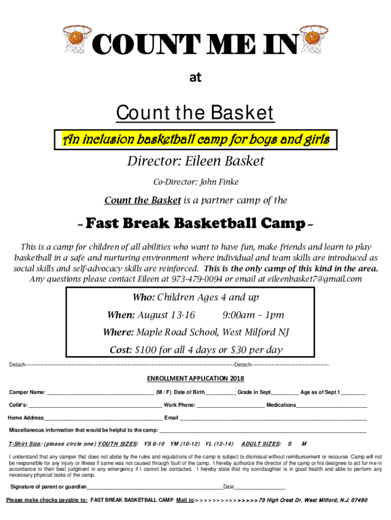 Fillable Online Hoop Dreams Basketball Camps In the South Bruce