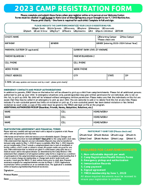 Fillable Online Summer Camp Registration / Forms - Mansfield, CT Fax Email Print - pdfFiller