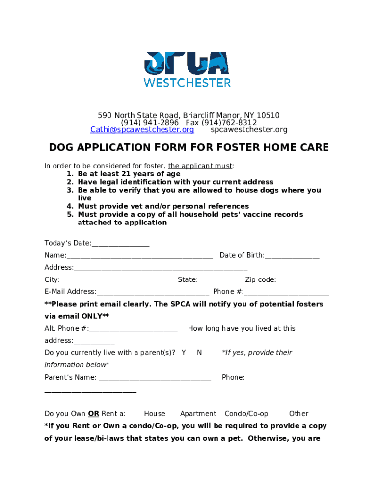 SPCA WESTCHESTER 590 N State Rd, Briarcliff Manor, NY Doc Template