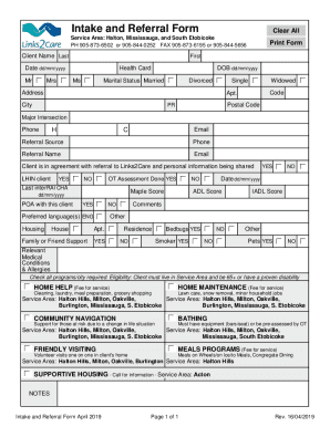 Fillable Online Intake and Referral Form Fax Email Print - pdfFiller