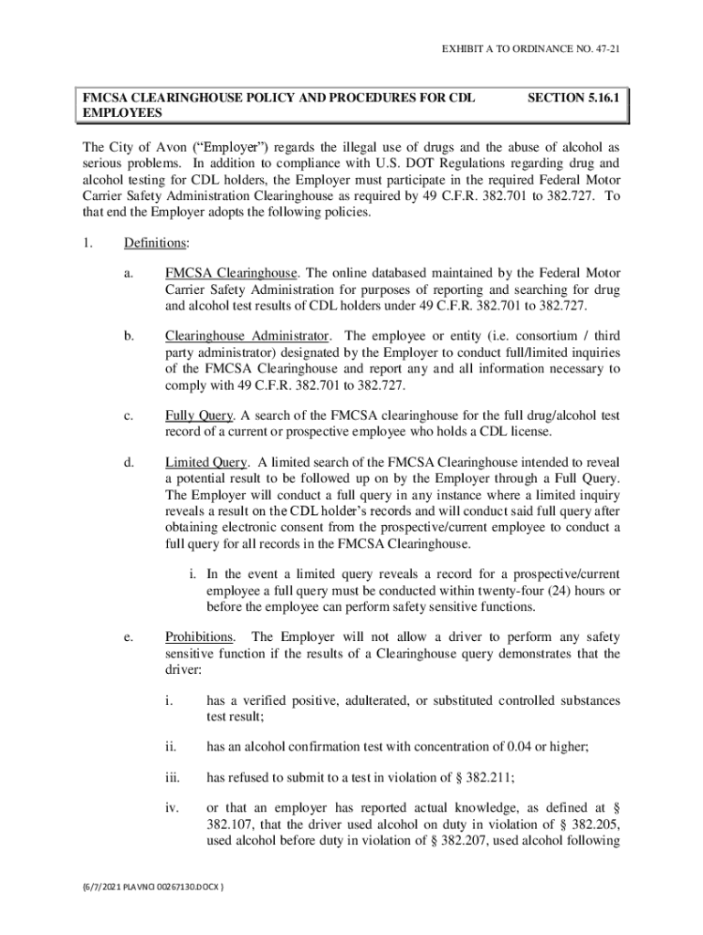 Fillable Online Commercial Driver's License Drug and Alcohol
