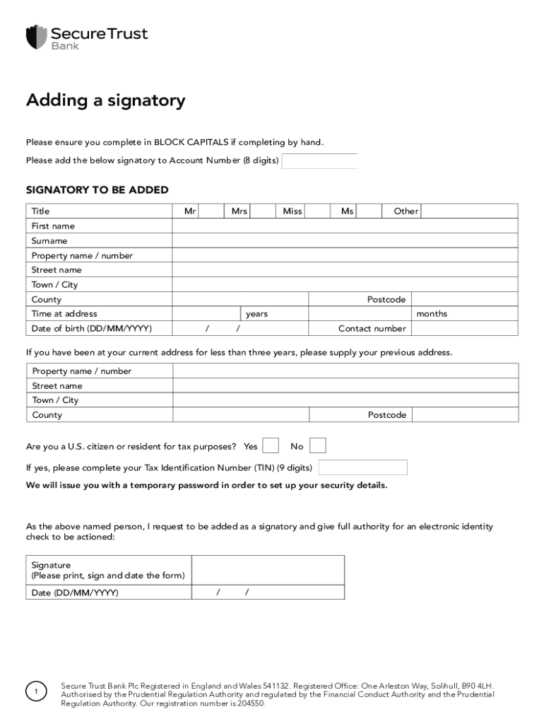 Fillable Online SR00069638 b) Adding a Signatory form L1a FINAL Fax ...