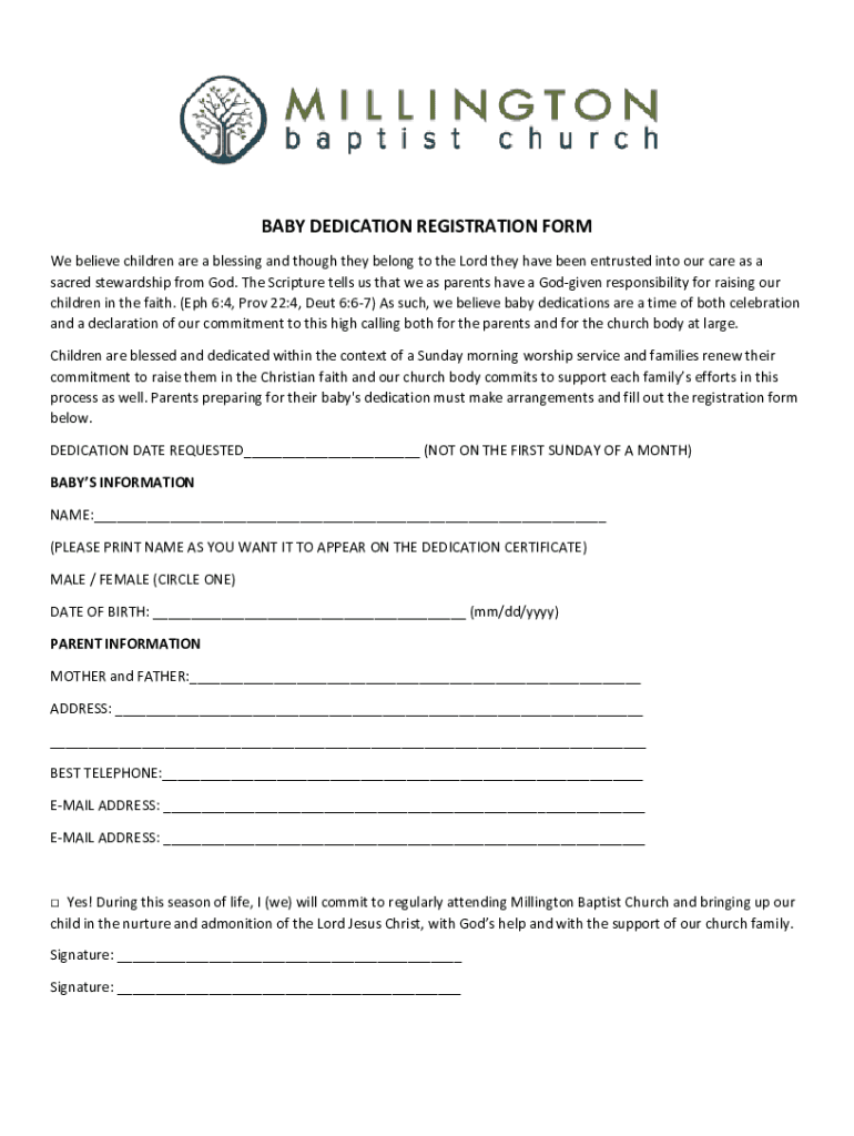 Fillable Online Baby Dedication Ceremony What You Need to Know Fax