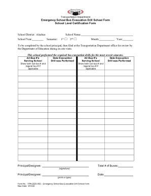 Fillable Online Emergency School Bus Evacuation Drill School Form Fax ...
