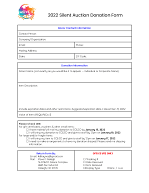 Fillable Online Silent Auction Donation Form Fax Email Print pdfFiller