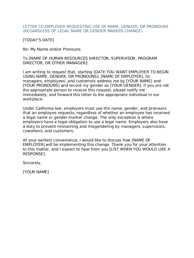 Transgender? How to Change Your Legal Name and Gender Doc Template