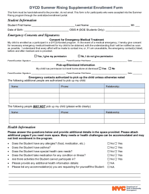 Fillable Online DYCD supplemental forms copy.pdf - DYCD Summer Rising ...
