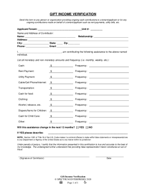 Gift Income VerificationSpectrum Enterprises