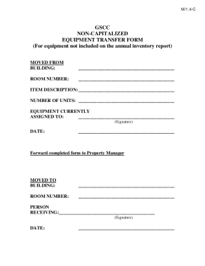 Notice of Change in Moveable Equipment Form