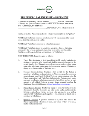 TRADEZERO PARTNERSHIP AGREEMENT
