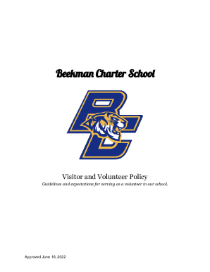 Fillable Online Visitor and Volunteer Policy Beekman Charter School