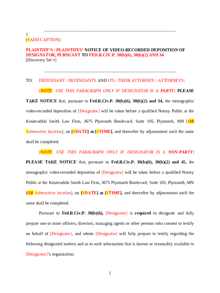 Notice Of Deposition Pursuant To Fed. R. CIV. P. 30 (B)(6)ATR Doc