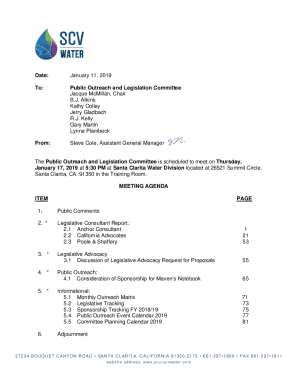 Public Outreach &amp;amp; Legislation Committee Packet - Jan 17, 2019