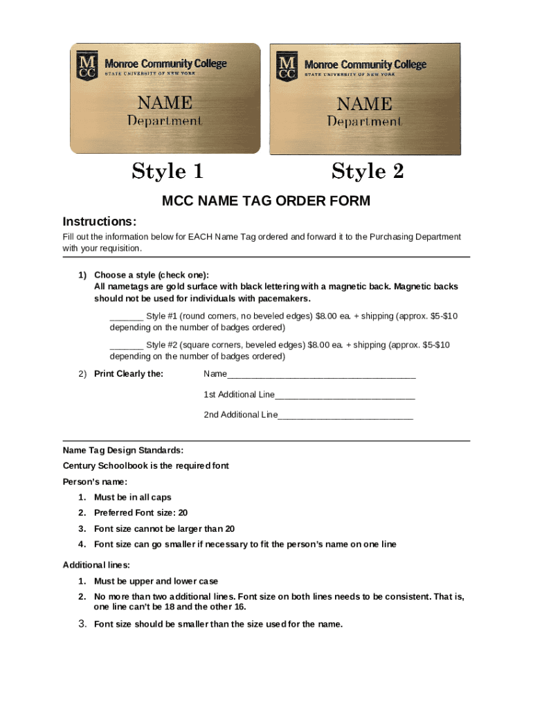 MCC Name Tag Order Doc Template pdfFiller