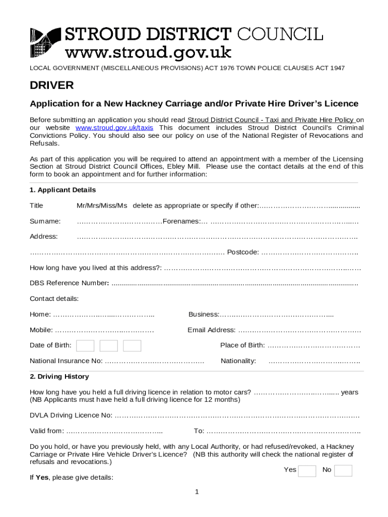 Hackney Carriage and Private Hire Vehicle Driver Stoke.gov.uk Doc