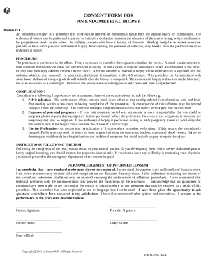 CONSENT FORM FOR AN ENDOMETRIAL BIOPSY