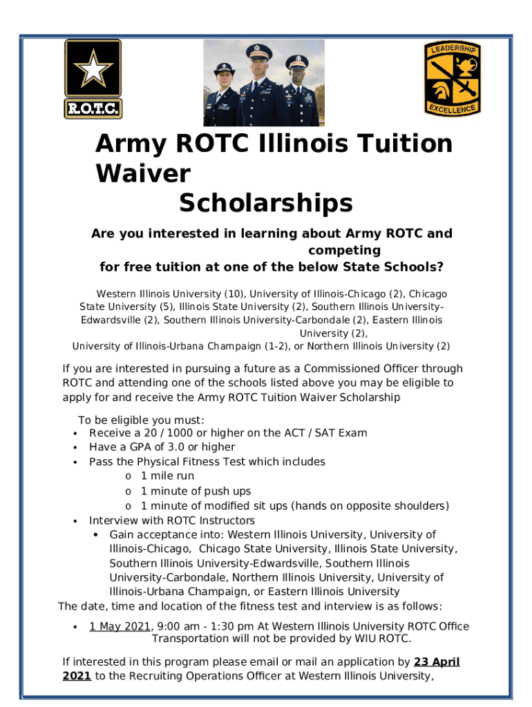 Tuition Waivers Illinois State's ROTC program Doc Template pdfFiller