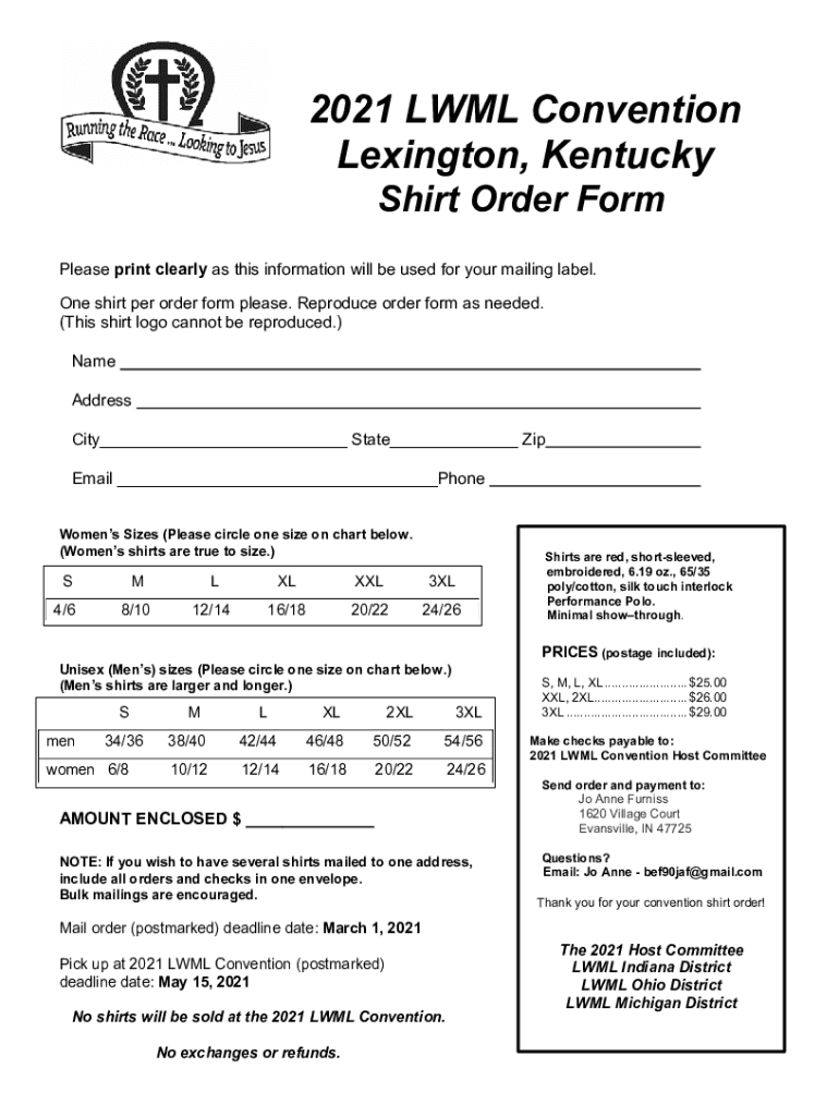 Fillable Online Tshirt Order Form TemplateEasily Accept Orders