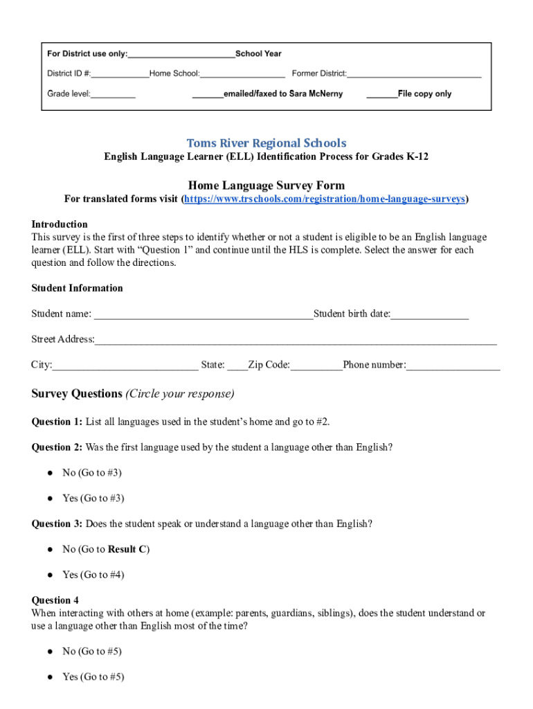 Fillable Online What is a Home Language Survey Form? Fax Email Print