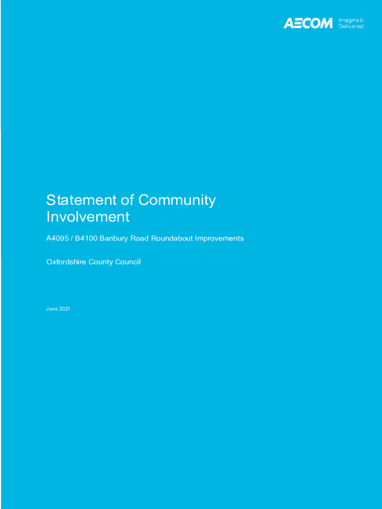Fillable Online Banbury Road Roundabout Improvement Statement of Community Involvement Final