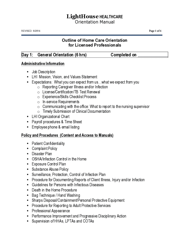 Fillable Online Getting to Know My Site Orientation Checklist Health