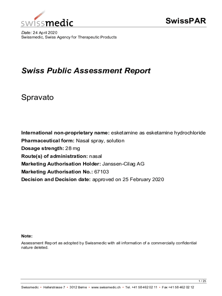 Fillable Online Esketamine Nasal Spray Plus Oral Antidepressant in