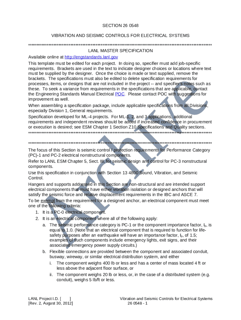 VIBRATION AND SEISMIC CONTROLS FOR ELECTRICAL engstandards lanl