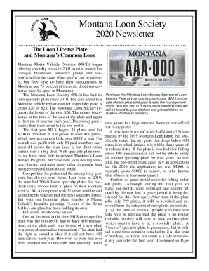 Fillable Online Montana's Motor Vehicle Division Helps Raise More Than ...