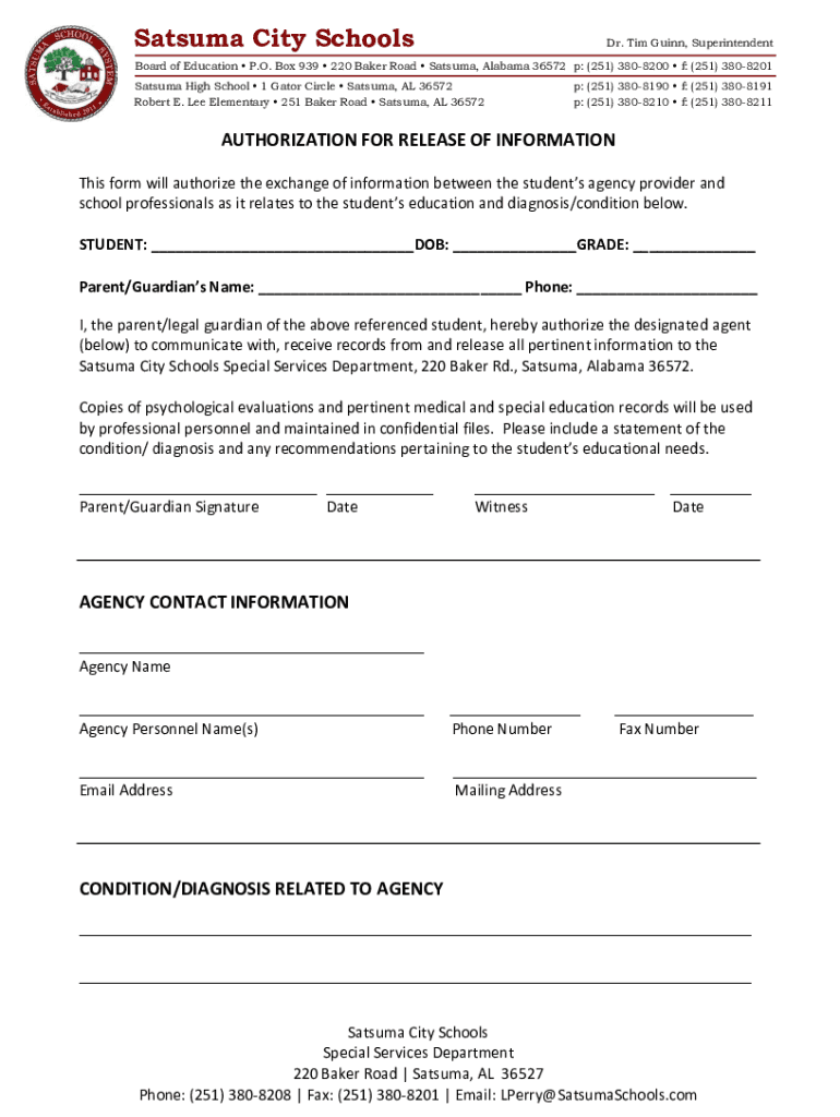 Fillable Online Tim Guinn Superintendent Satsuma City School System