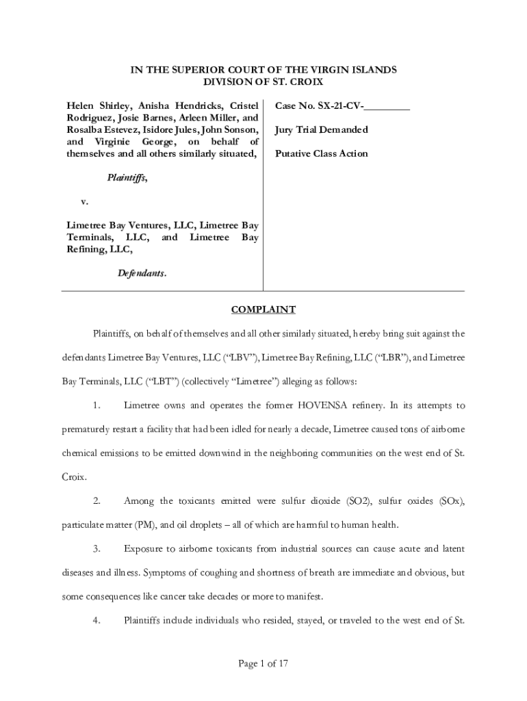 Fillable Online in the superior court of the virgin islands Fax Email